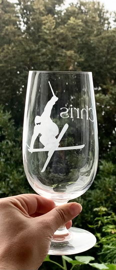 Snowboarding, Skiing Personalised Stemmed Beer Glass, Custom Ski Gift, Skier Snow Board Name Glass