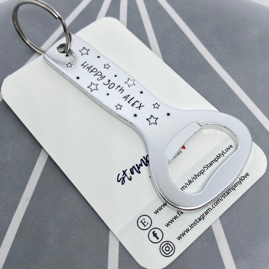 Special Birthday Personalised Bottle Opener Keyring - Hand Stamped Handstamped 18Th 21St 30Th 40Th 50Th Gifts For Him Beer Gift