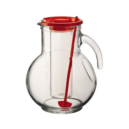 Bormioli 2 Litre Jugs With Stirrer & Cooling Stick - Red - Red