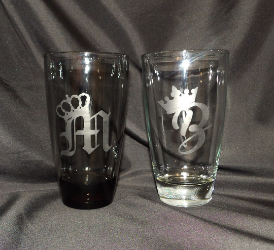Etched Initial Glass