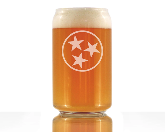 Tennessee Flag - Cute State Beer Can Pint Glass, Large 16 Ounce Size, Etched Sayings, Gift For Tennessean