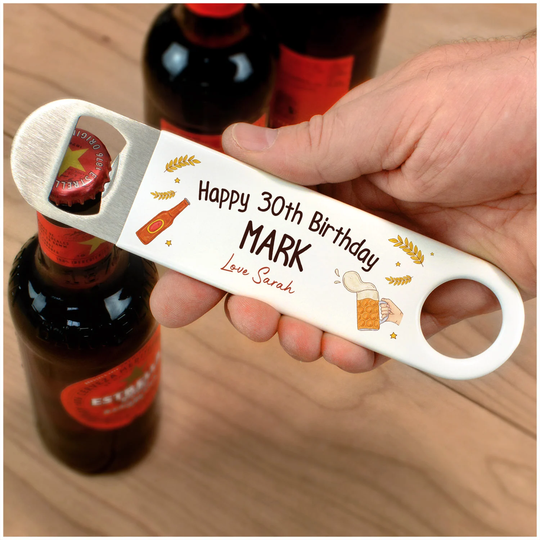 30Th 40Th 50Th Birthday Bottle Opener Gift, Personalised Any Age Beer Opener, Gift For Him, Son