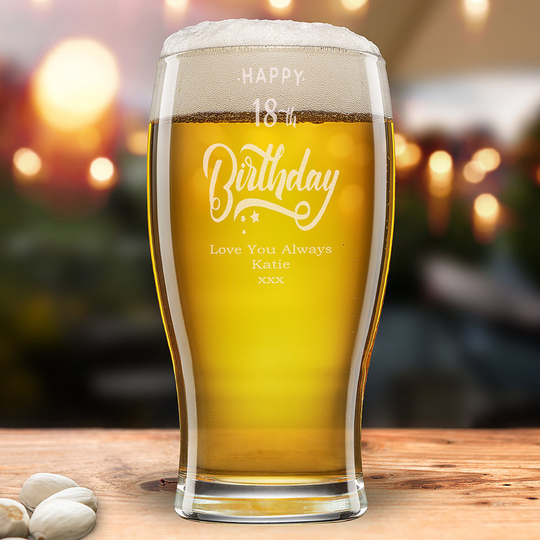 18Th Birthday Personalised Beer Glasses Gift For Him