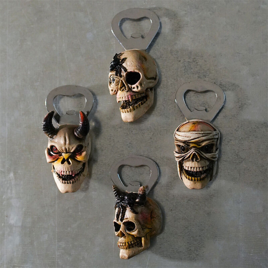 4 Piece Bottle Opener, Corkscrew, Halloween Skeleton Bottle Opener, Fridge Magnet, Beer Bottle Opener, Creative Kitchen Supplies, Gift Magnet Bottle