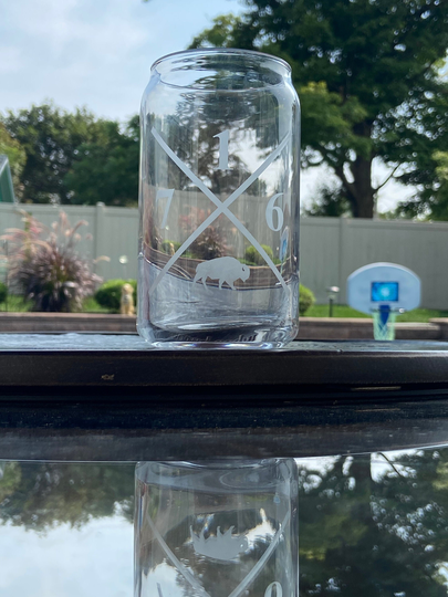 Buffalo Ny 716 Etched Can Shaped Glass, Beer Glass