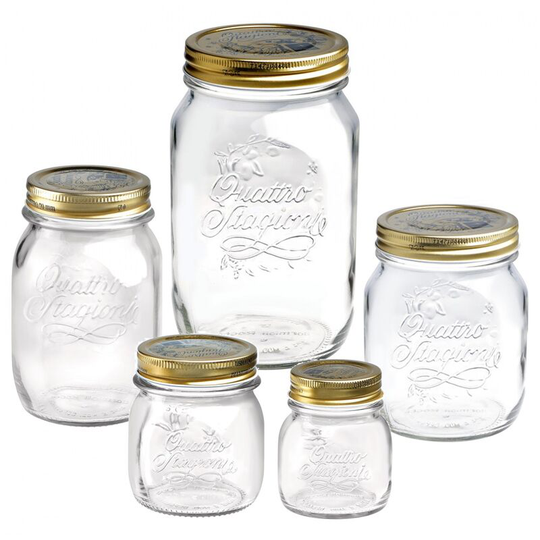Quattro Stag Gold Lids Round Preserving Jarr - 2 - Bormioli Rocco