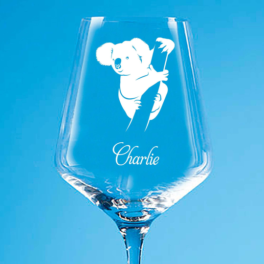 Personalised Koala Bear Wine Glass, Gin Tumbler Engraved Beer Birthday Gift