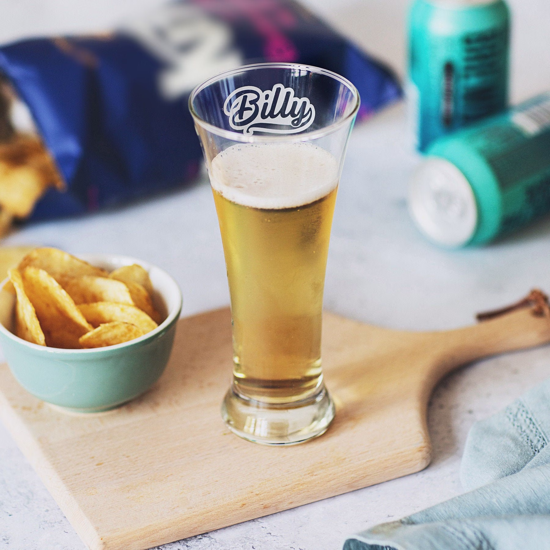 Personalised Name Pilsner Beer Glass Birthday Gift For Dad Him Husband Brother Boyfriend Drinker Lover Retro Style - Ppr101