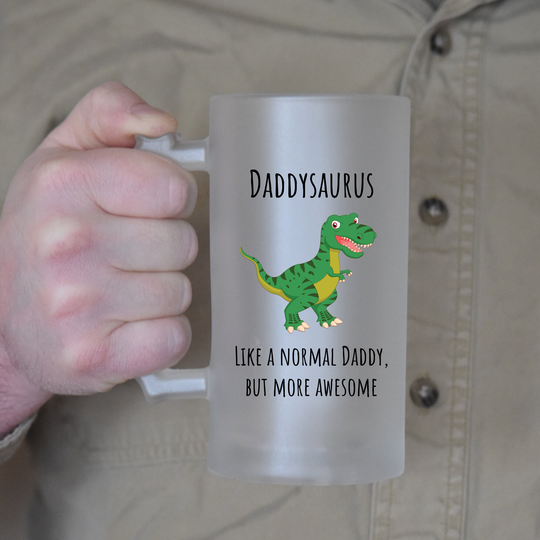 Daddybeer Stein, Dinosaur Daddysaurus Gift, Beer Present For Grandad