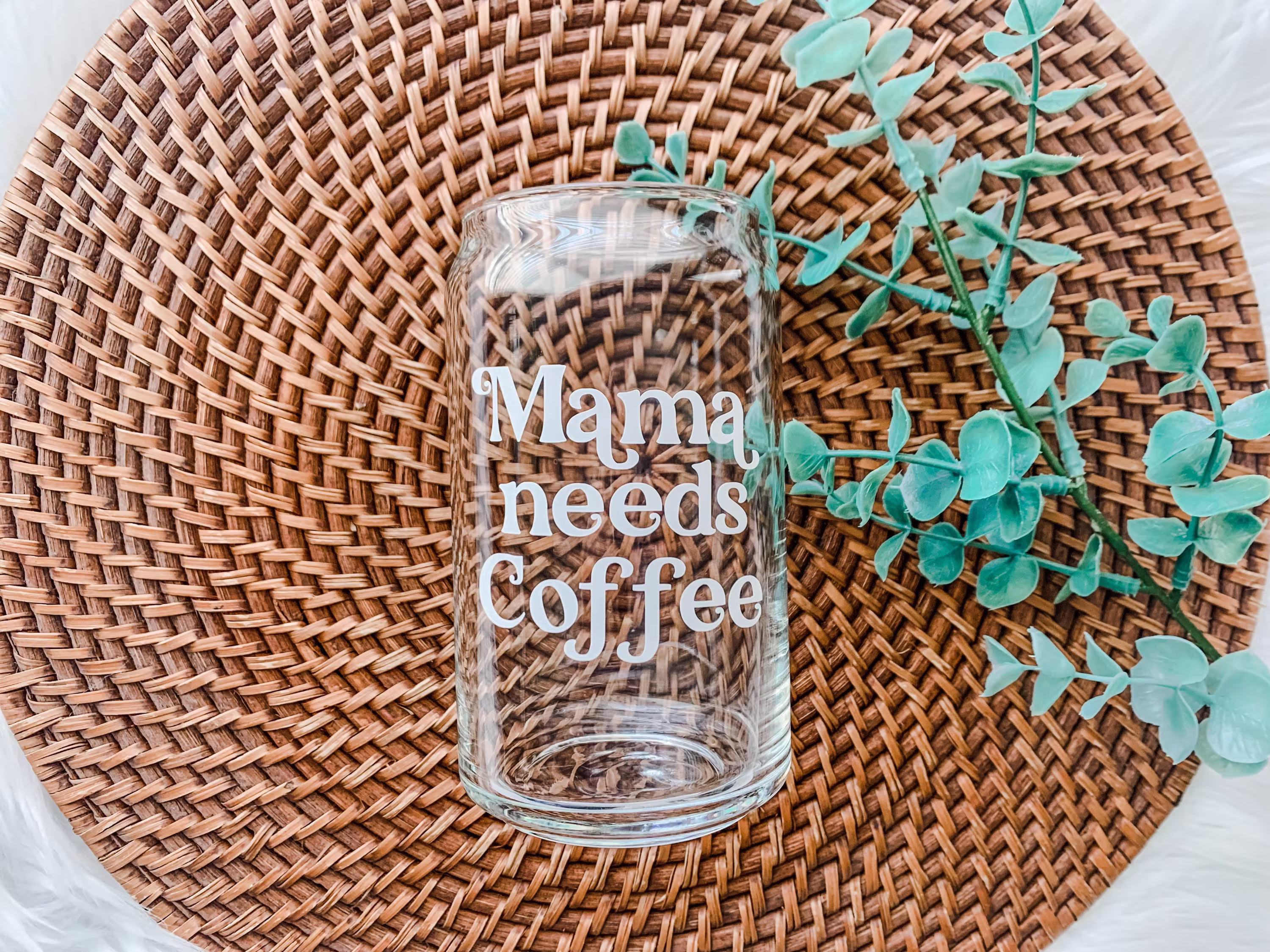 Mama Needs Coffee Beer Can Glass | Iced Cup Gift For Her