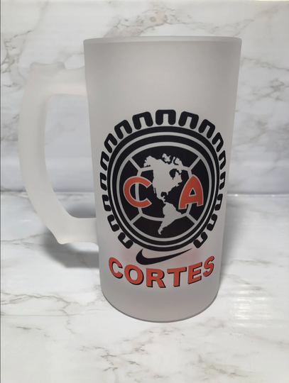 Beer Mug. Jarra De Cerveza. Personalized Equipo Club América. Frosted Stein. Dad Gift. Fútbol Mexicano. Cuidad De Mexico