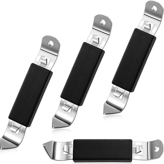 Magnetic Bottle Openers Classic Stainless Steel Bottle Opener for Beer, Bottle Opener with Magnet for Fridge, Camping and Travel (Black, 4 Pcs)