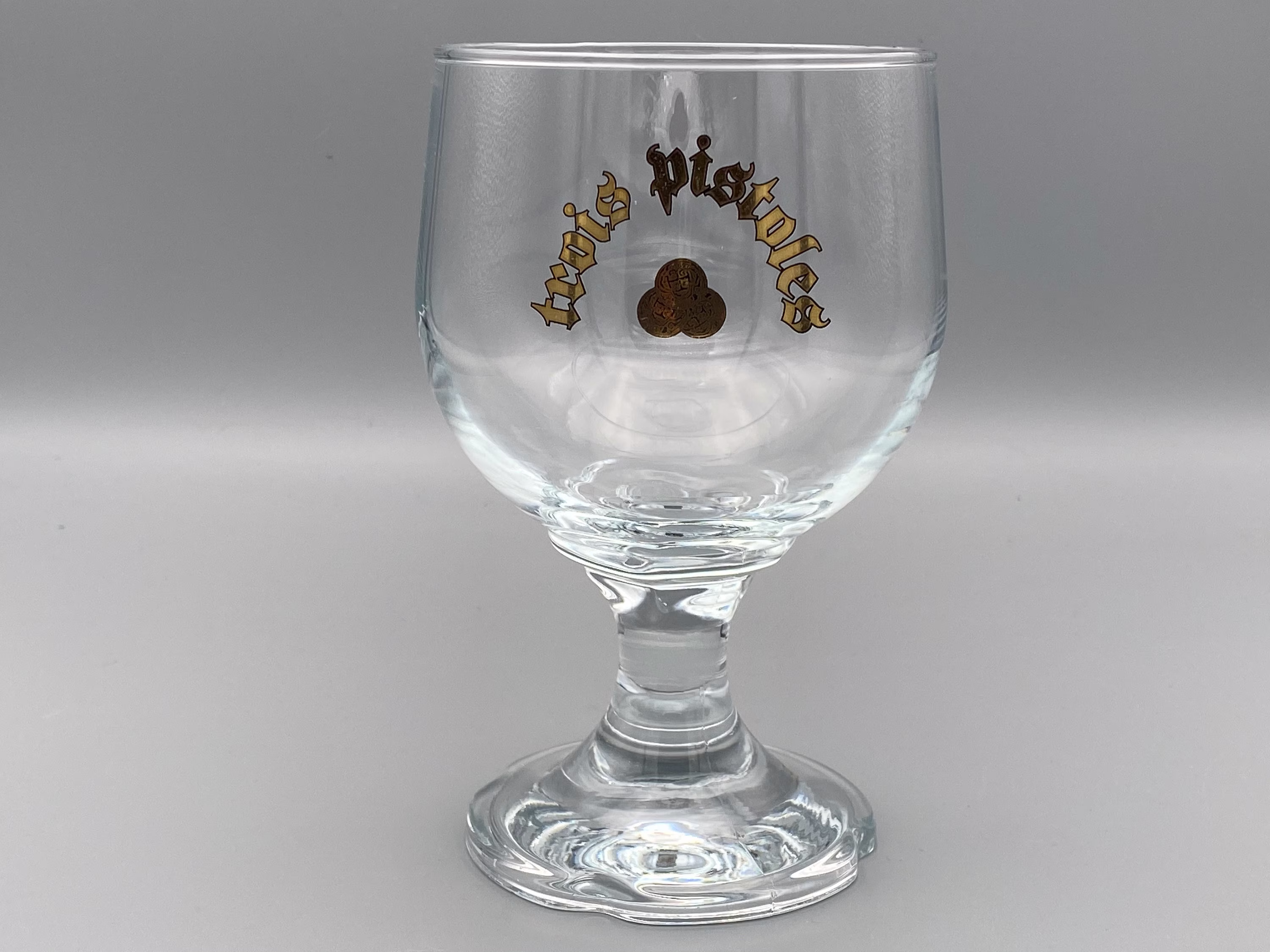 Vintage Trois Pistoles Tulip-style Beer Glass Chalice Quebec Canada Belgian Dark Gold