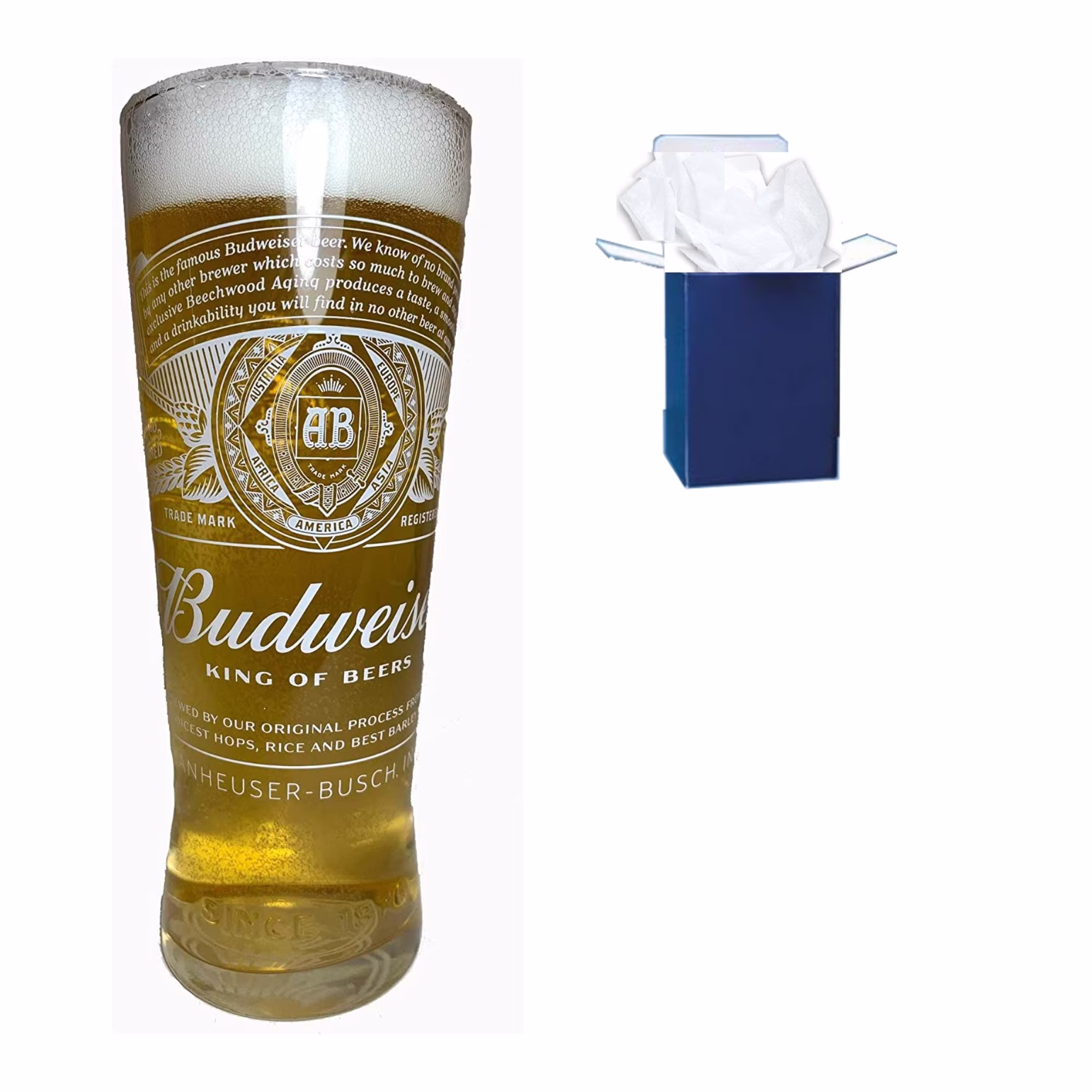 Personalised Engraved Budweiser Glass, Bud Christmas Gifts, Birthday Gifts For Him, Her