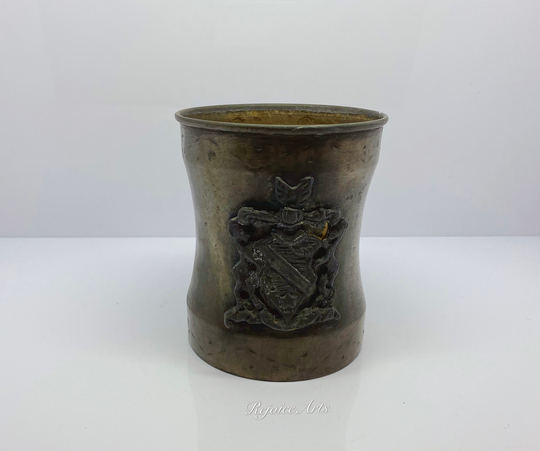Vintage Medieval Style Pewter Ale Tankard Beer Mug With Armorial Crest Made in Italy