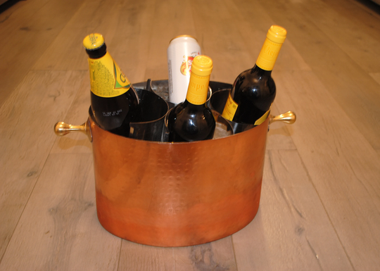 Copper Champagne Bucket With Gold Handles, Chiller, Wine Bucket, Ice