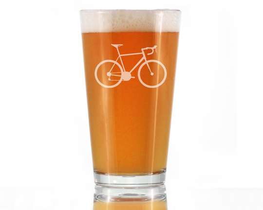 Bicycle - Pint Glass For Beer Unique Biking Themed Decor & Gifts Cyclists That Love To Bike 16 Oz Glasses