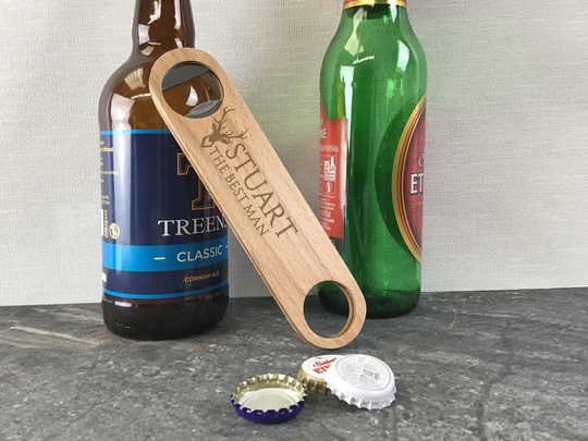 Beer Bottle Opener Wedding Gift, Laser Engraved Personalised Bar Blade Groomsmen Best Man, Usher, Father Of Bride & Groom - Wbl-We
