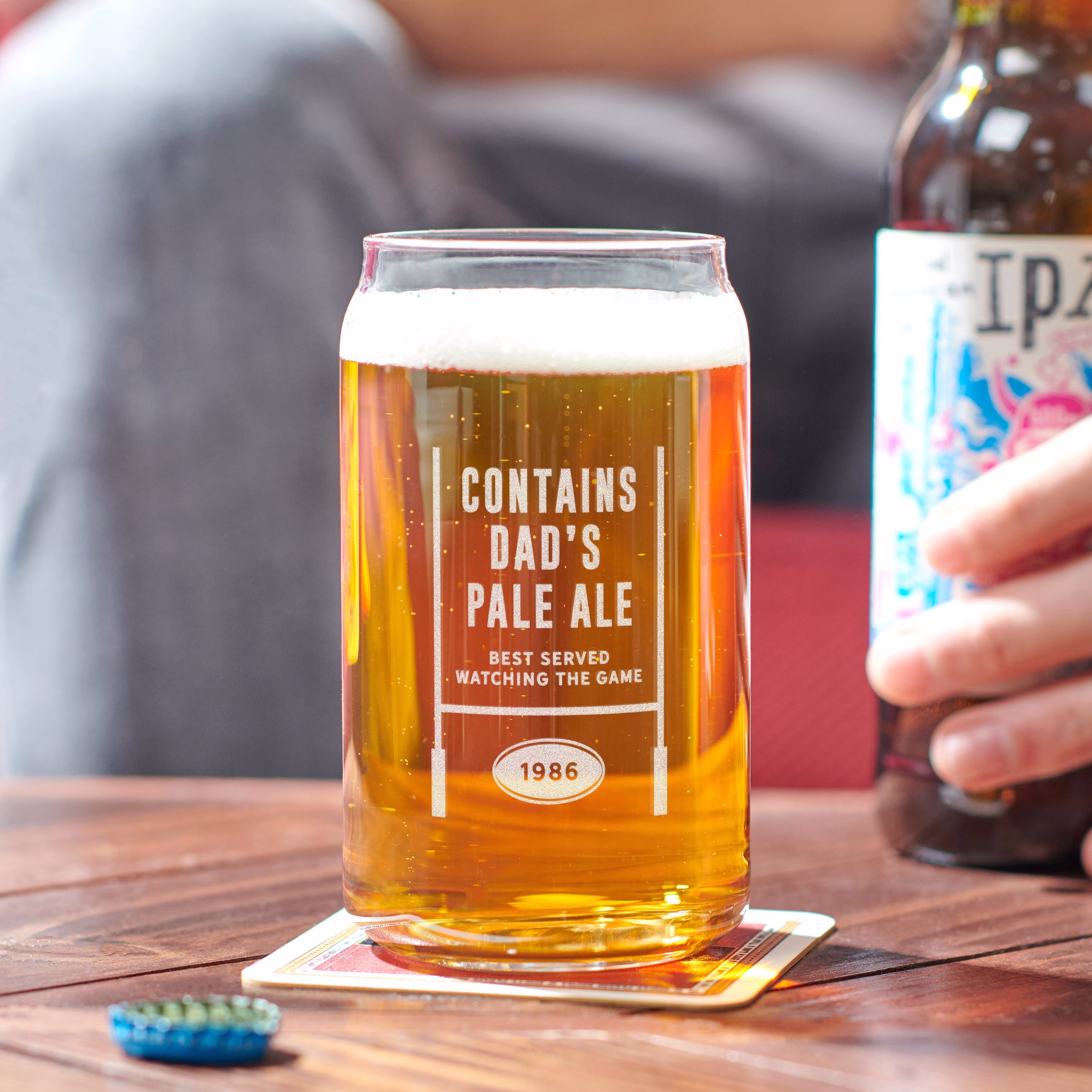 Personalised Rugby Beer Can Glass