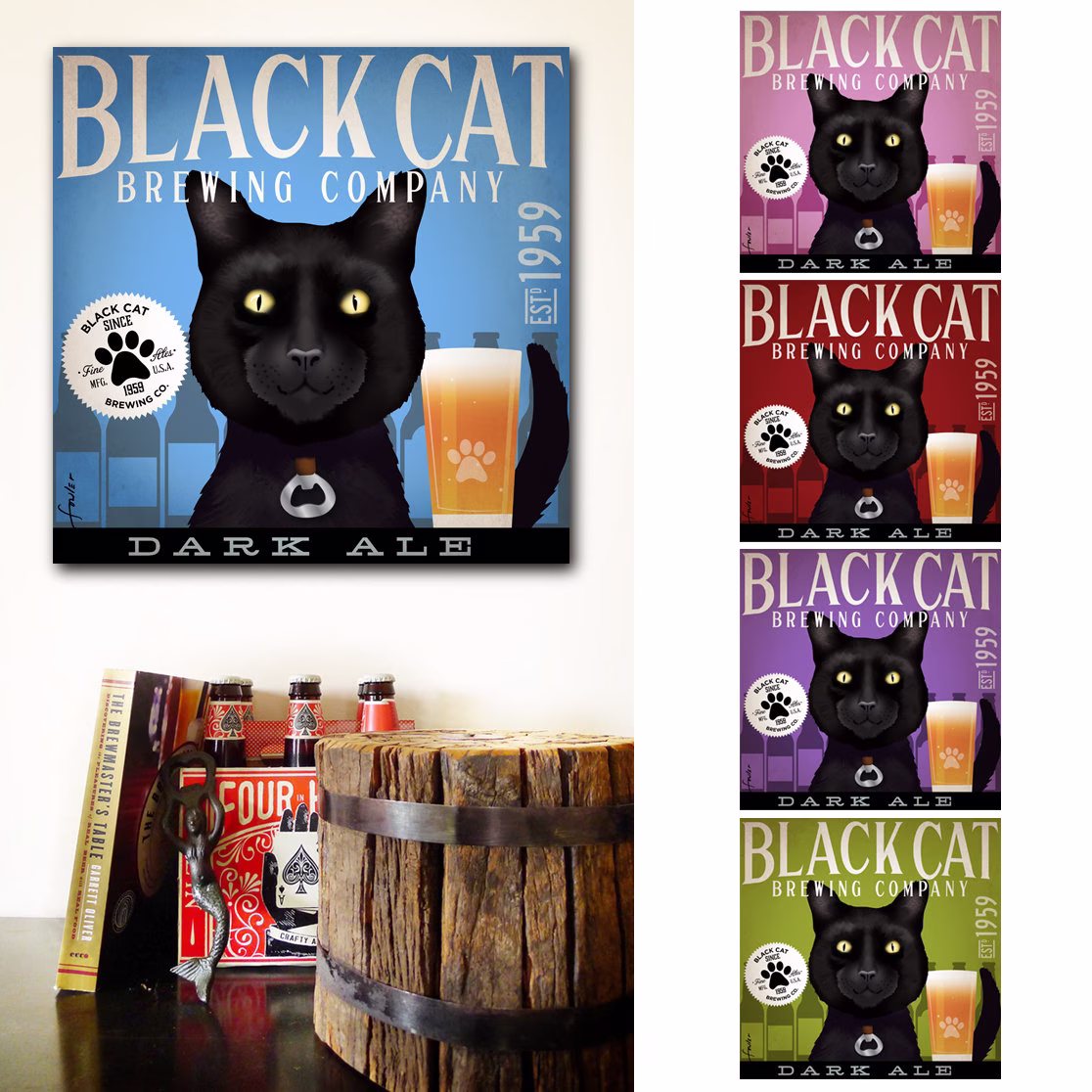 Black Cat, Beer, Brewing, Brewery, Craft Beer Canvas, Bar Art, Fowler