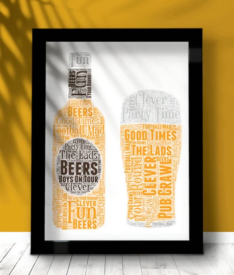 Personalised Beer Glass Wall Art Print | Pint Gift For Lovers |Beer Bar Poster Lager Birthday Fathers Day