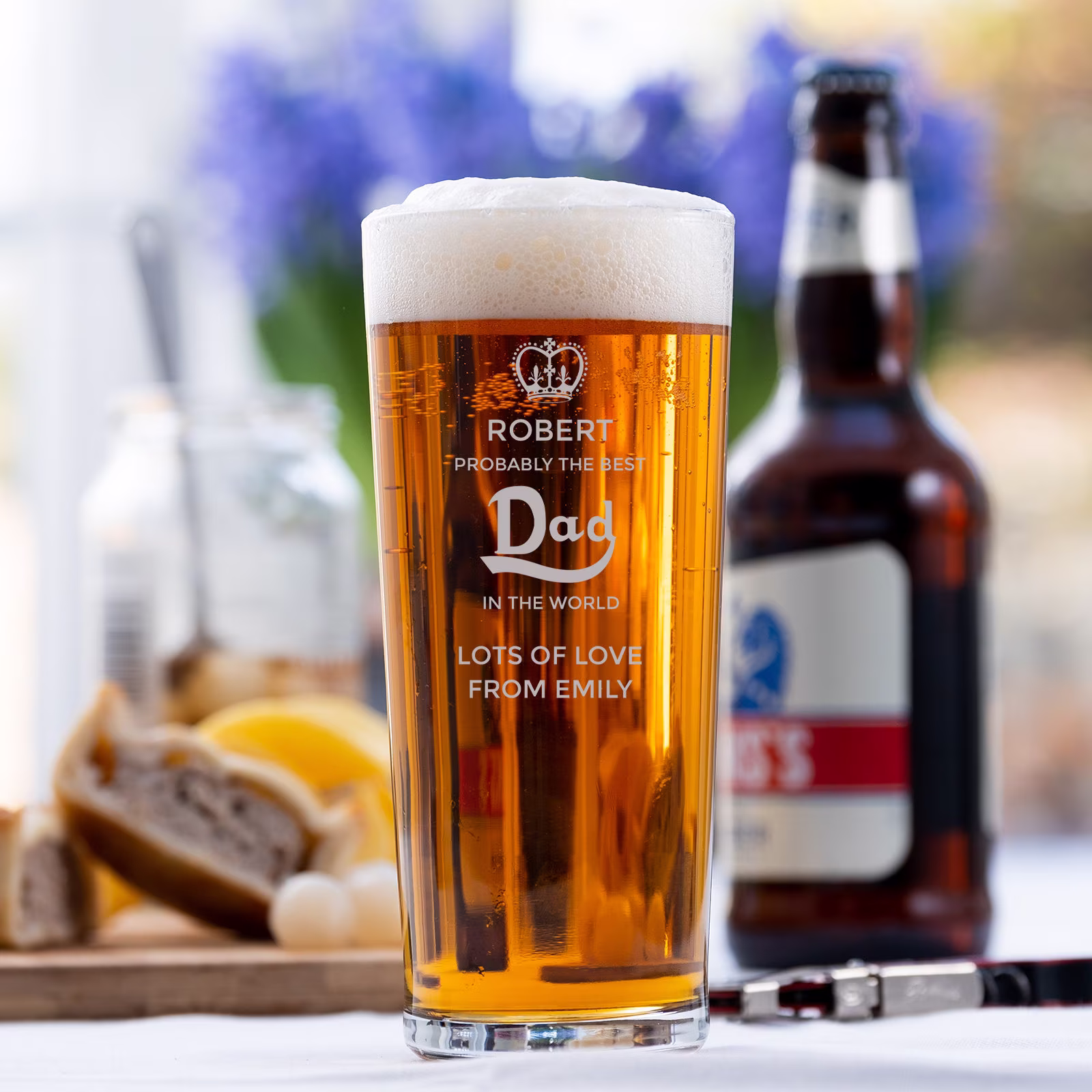 Personalised Pint Glass Engraved With Probably The Best Dad in World Design Perfect Gift For Dads