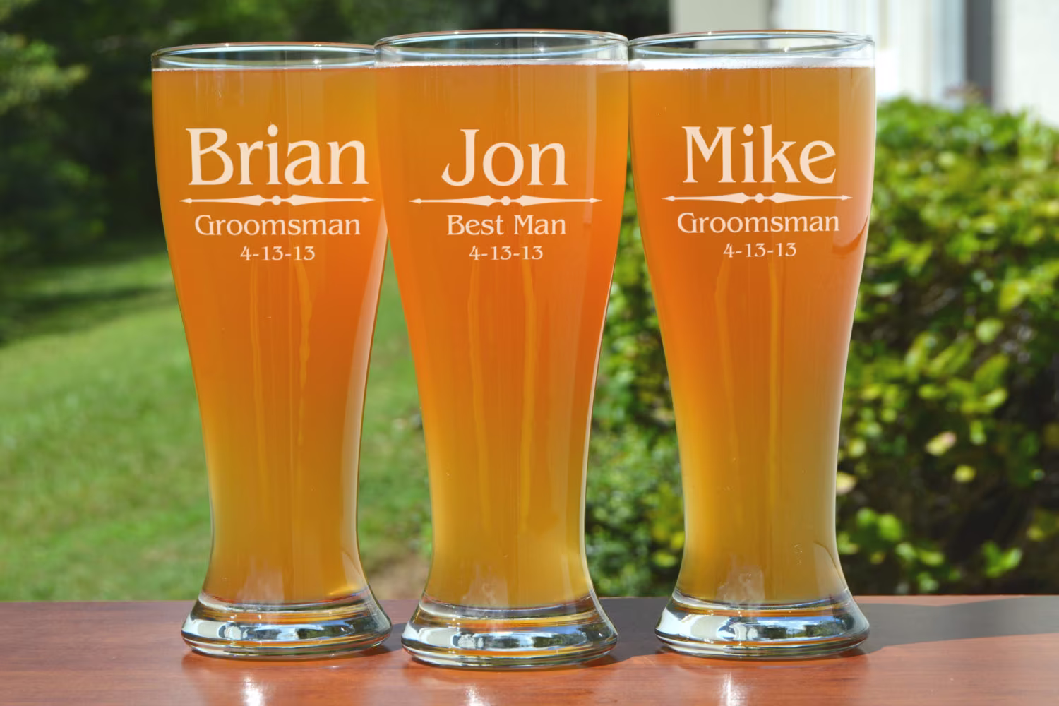 8 Groomsmen Pilsner Glasses, Personalized Beer Glass, Engraved Mug, Wedding Party Gifts, Gifts For Groomsmen, 16Oz Glasses