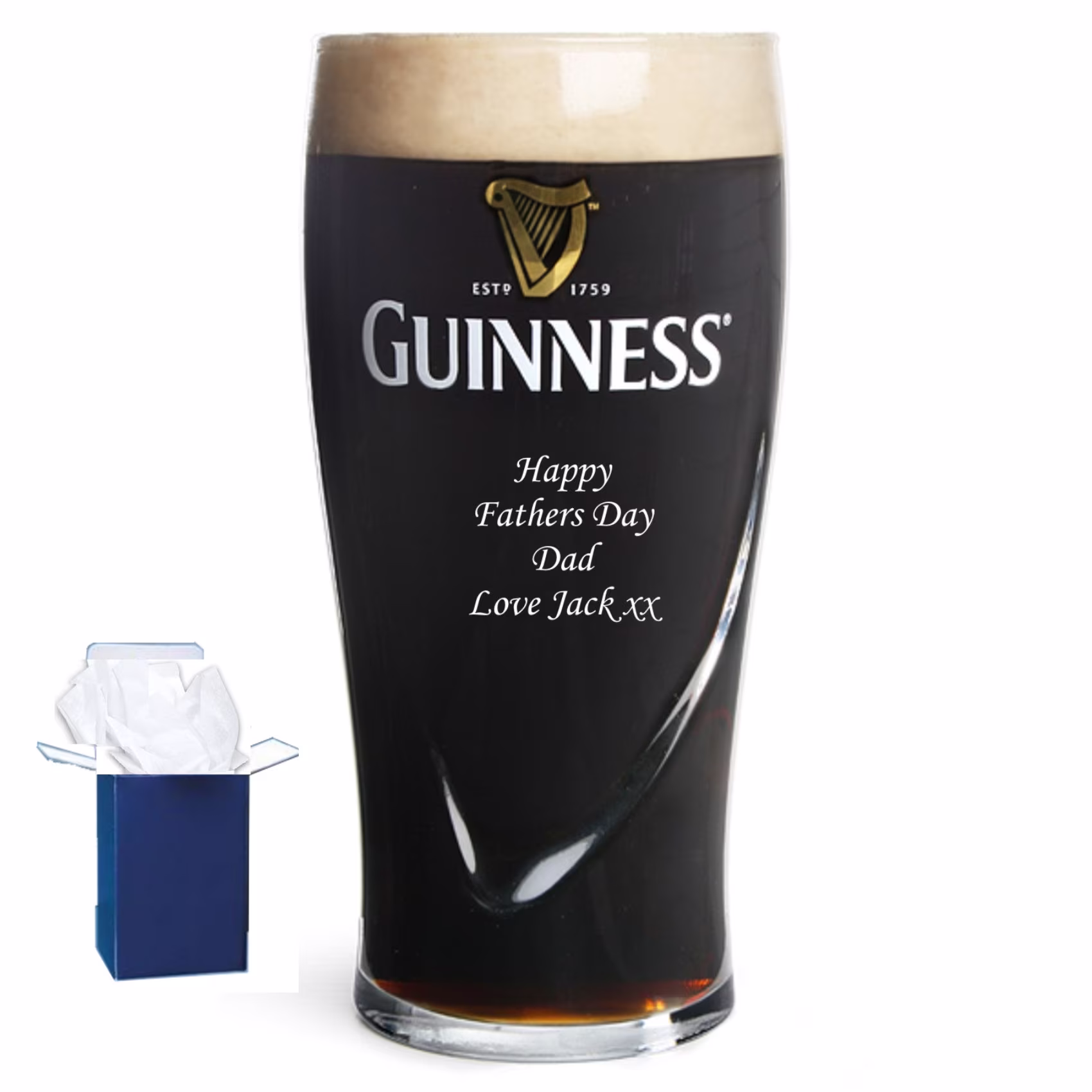 Personalised Engraved Pint Guinness Glass, Perfect For Any Lover, Birthday, Father's Day, Anniversary, Christmas Gift