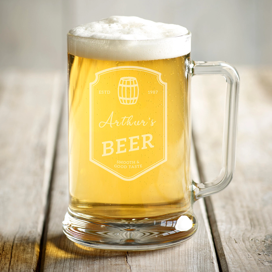 Personalised Pint Glass | Engraved Beer Tankard Gift Bespoke Laser Drinking