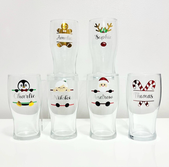 Personalised Christmas Pint Lager/Beer Glass || Gift, Secret Santa, Funny Work Gifts Stocking Filler, Xmas Decor, Custom