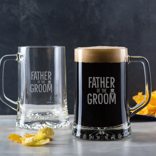 Father Of The Groom Tankard - Gifts For Wedding Party From Bride & Pint Beer Glass Handled