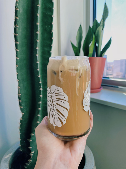 Monstera Can Glass L Beer Mug Soda Iced Coffee Cup Pint Water