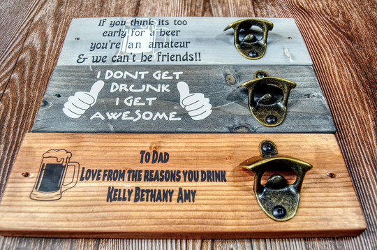 Custom Beer Bottle Opener, Personalised Opener. Wall Mounted Opener Fathers Day Gift, New Bar Groomsmen Gift