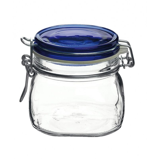 Round Fido Storage Jar - size Blue Lid 1/2L [023084] - Bormioli Rocco