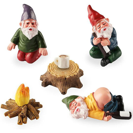 Ilovemilan - Miniature Garden Gnomes Ornament Outdoor, Resin Elf Statue, Funny Gnome Fairy Garden Accessories for Patio, Yard, Lawn or Home Garden
