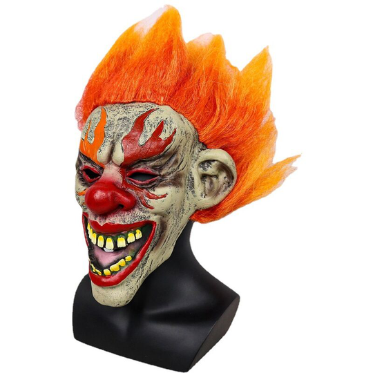 Halloween Scary Evil Clown Mask Horror Face Costume, Show props flame clown mask Halloween funny bar party show decoration latex mask, Halloween