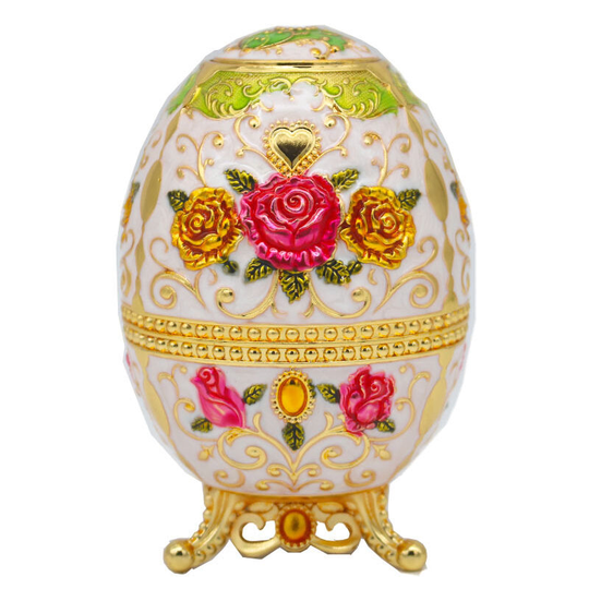 European creative egg shaped pressed toothpick box automatically pops up toothpick cartridge Home gift in tourist scenic spot (rose gold, white and