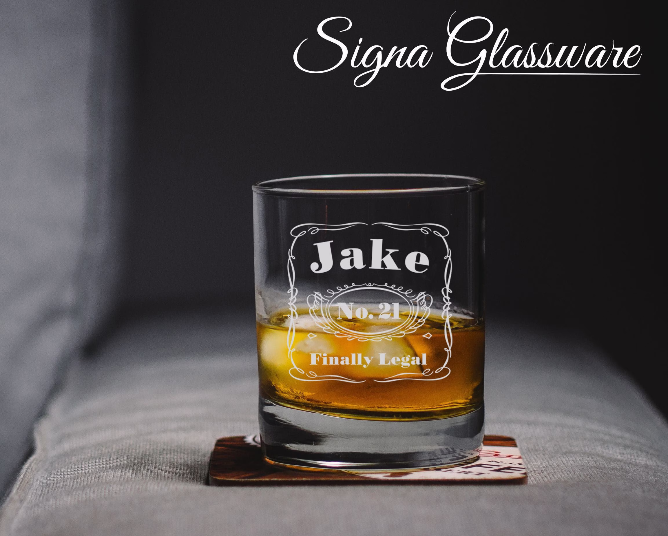 21st Birthday Engraved Whiskey Glass - Finally 21 Personalized Gift For Boy Friend