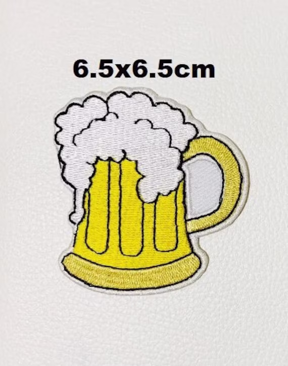 Cartoon Beer Glass Icon Isolated Sew Iron On Embroidered Badge Jacket Jeans Bag Fabrics Applique Transfer UK Seller Good Quality N-614
