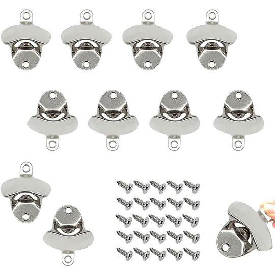 10Pcs Bottle Opener Wall Mounted Bottle Opener Vintage Wall Mounted Bottle Opener with Screws for Bar Home Kitchen Garden Cafe(Silver)