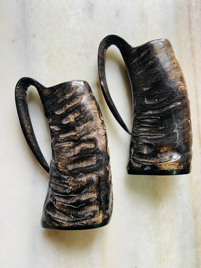 Pack Of 2 Natural Horn Mugs L Game Thrones Mug Drinking Tankard | Holds Hot & Cold Real Viking Medieval Gifts For Groomsmen