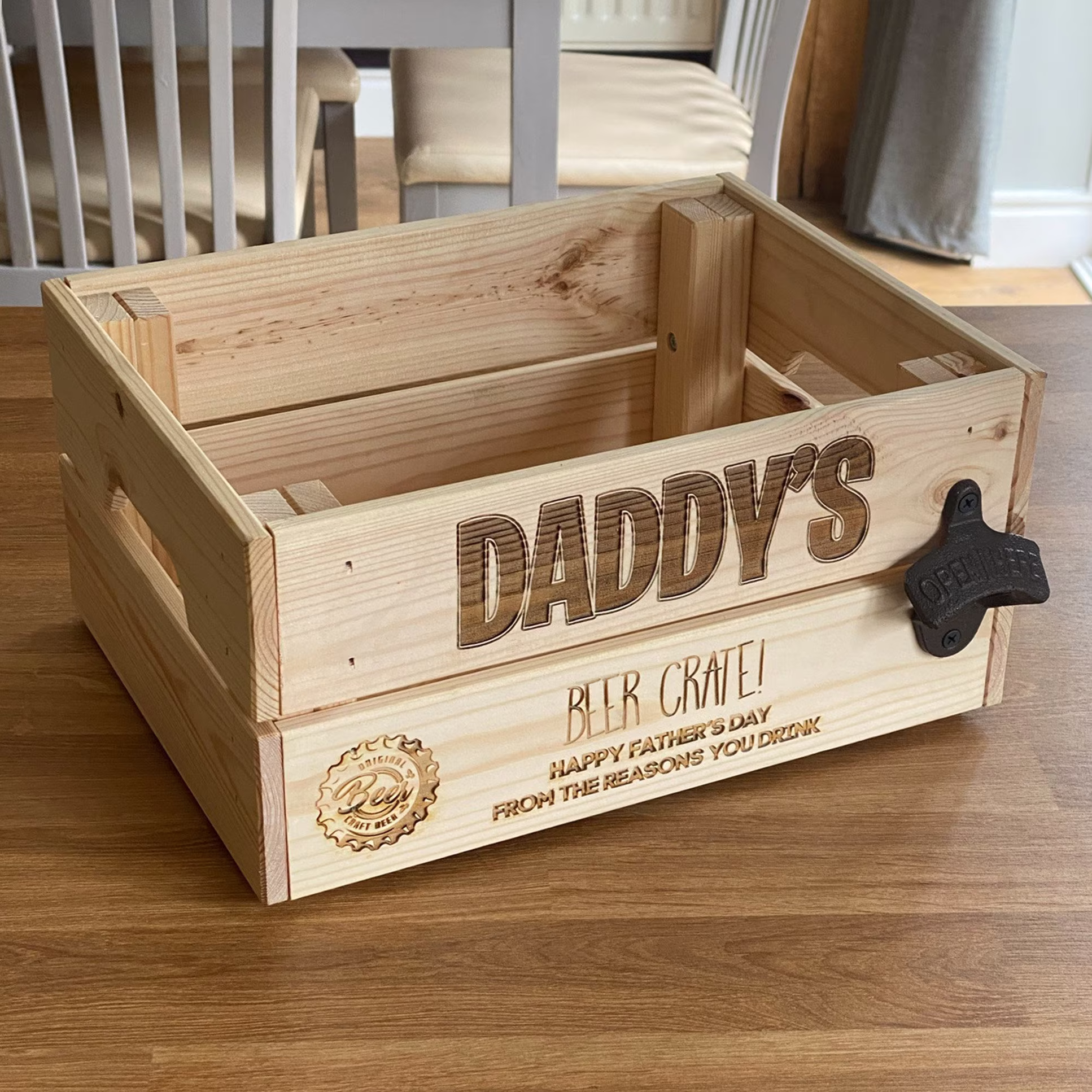 Personalised Engraved Beer Snack Treat Crate - Wooden Box Birthday/Valentines Fathers Day