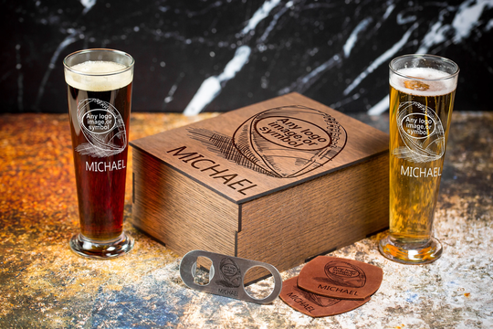 Personalized Beer Gift Set - 500/1 Football Fan New York Washington Orleans