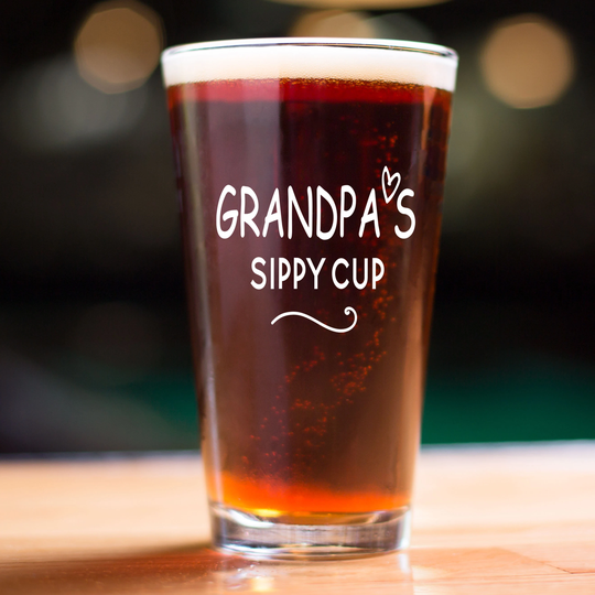 Funny Beer Mug Grandpa's Sippy Cup Father's Day Gift New Grandpa Soon To Be Craft Pint Glass
