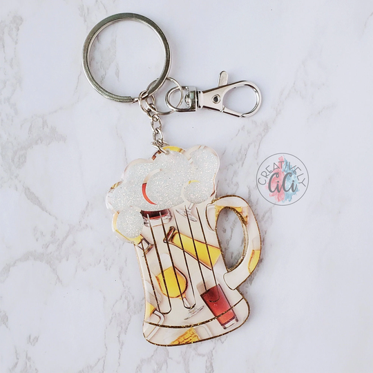Craft Beer Glitter Acrylic Keychain, Mug Bag Tag, Mug, Christmas Gift For Her, Birthday Gift Friend