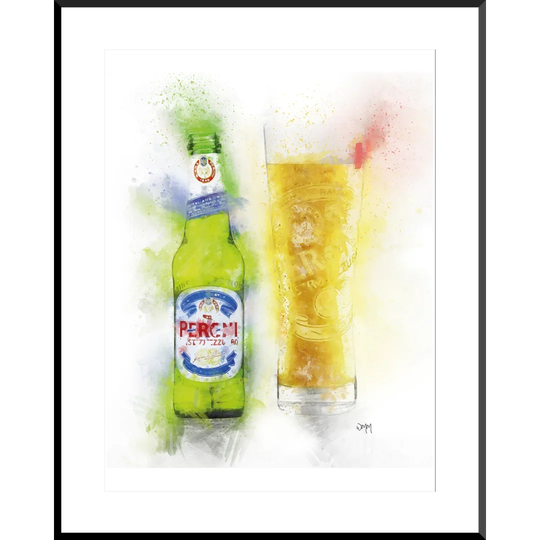 Beer Glass and Bottle - Picture Frame Graphic Art