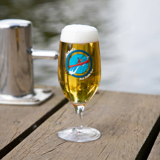 Personalised Canoe Printed Stemmed Beer Glass