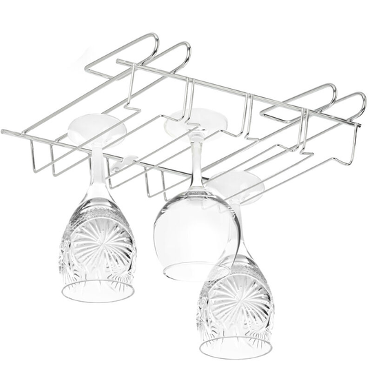 Stemware Rack, Bar Glass Holder for 12 Pieces, Bar, Kitchen, Pub, Iron Support, 8,5 x 34.5 x 26 cm, Silver - Relaxdays