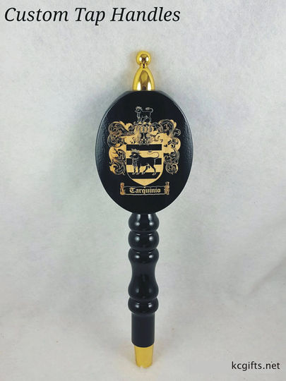 Personalized Tap Handles Engraved With Your Family Crest - Kegerator Keg Home Brewing Beer Pull Handle