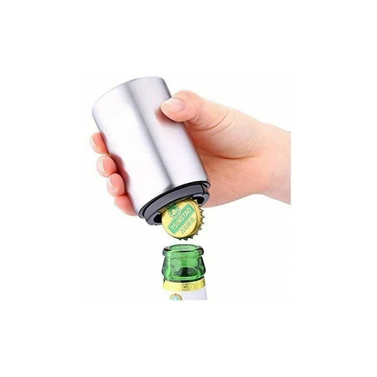 Beer bottle opener, automatic bottle opener with magnet, stainless steel, with magnetic catcher